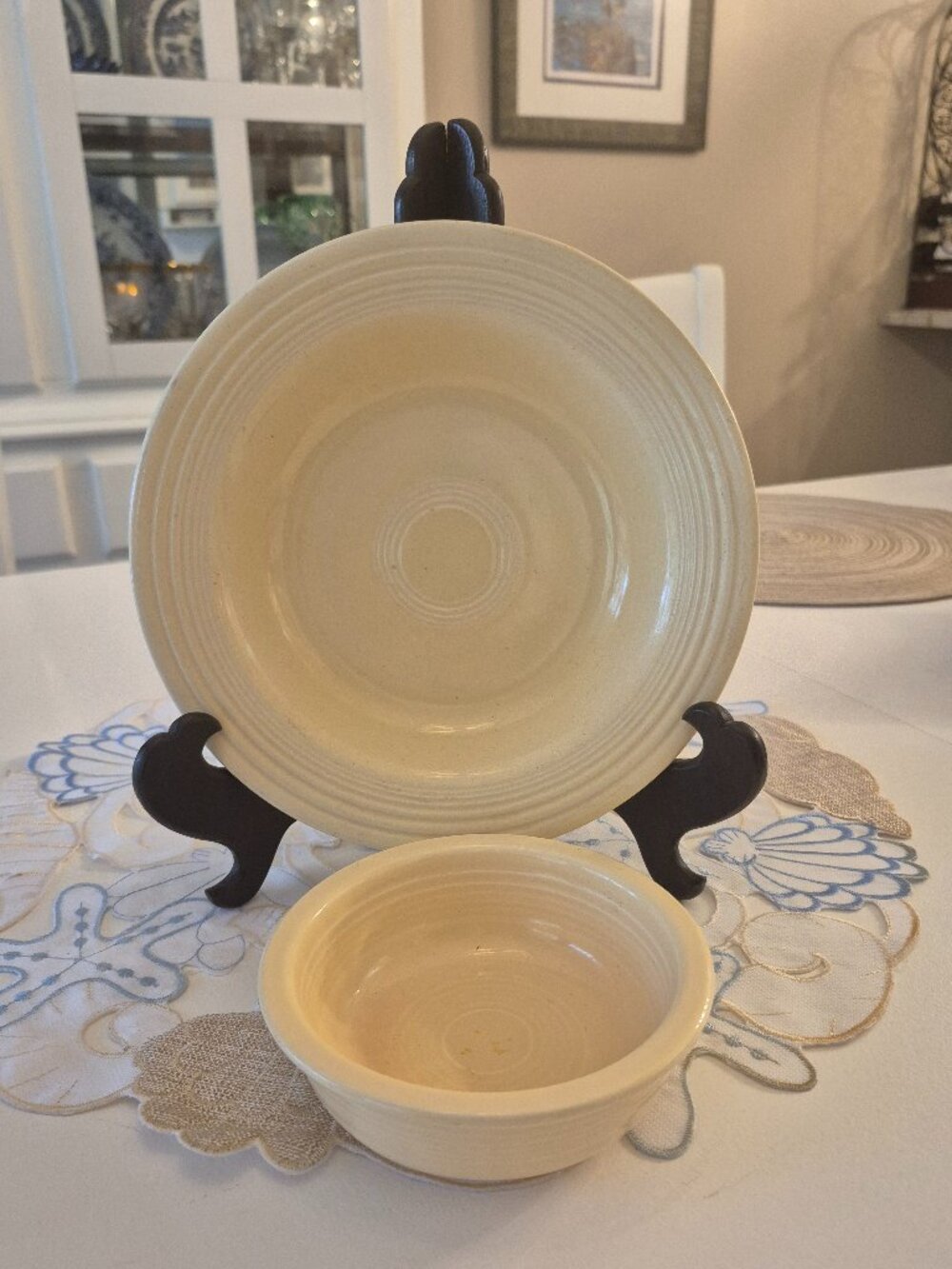 Vintage Fiestaware Old Ivory Deep Plate 8" & Fruit Bowl 4-3/4"